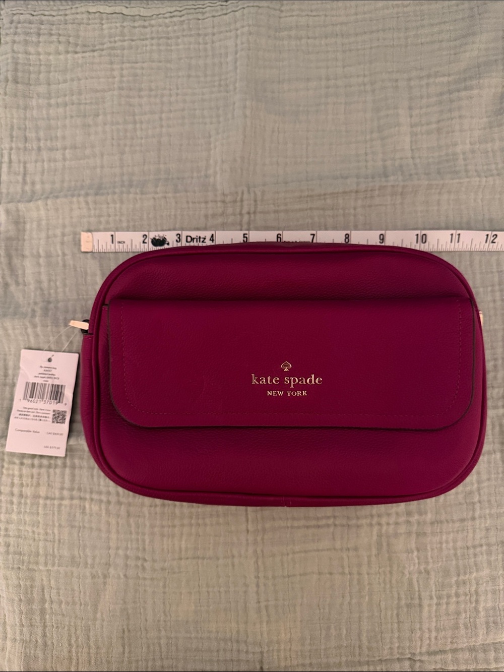 kate spade New York Magenta Pebble Leather Cosmetic Pouch
